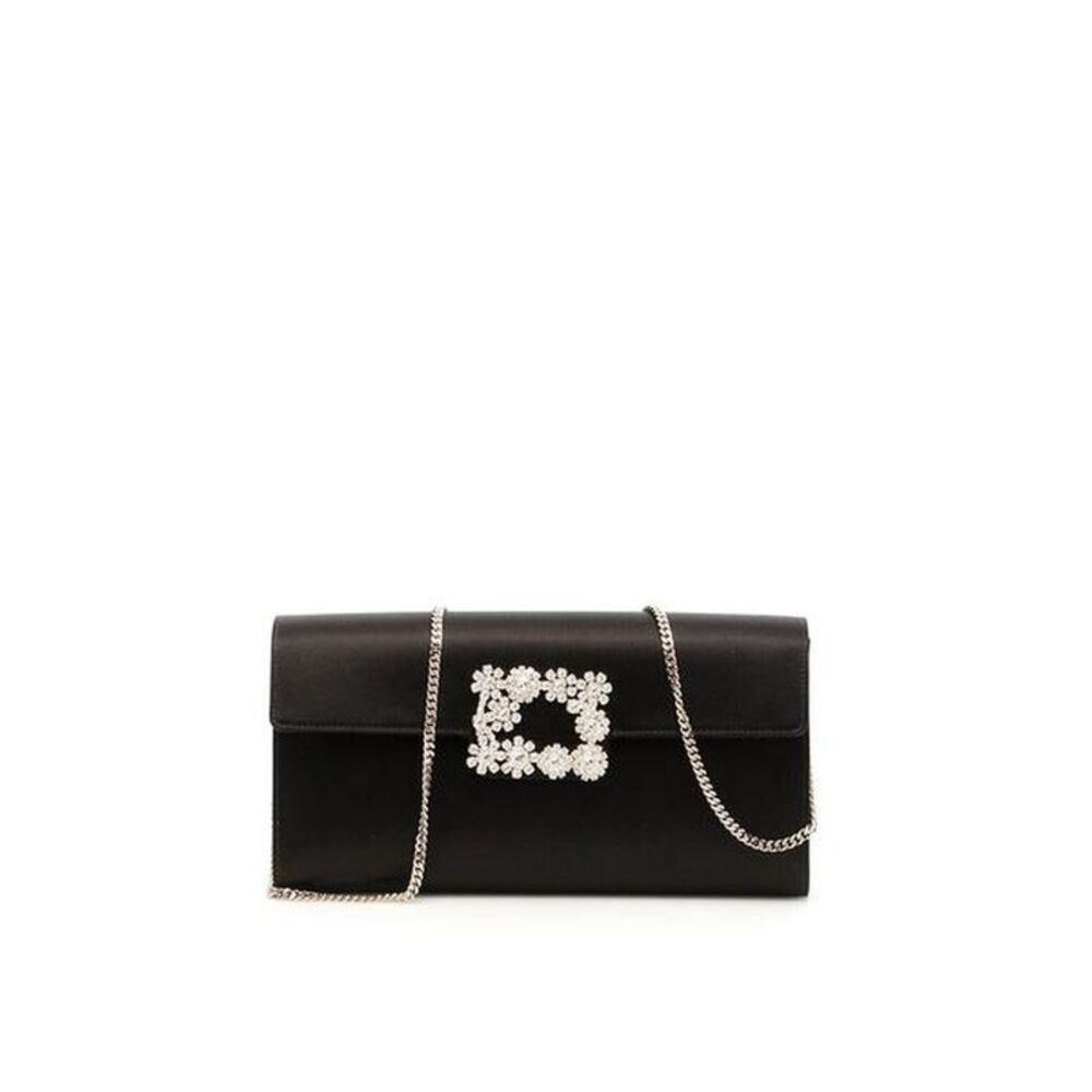 ROGER VIVIER Crystal Buckle Clutch Bag Women BLACK Handbags